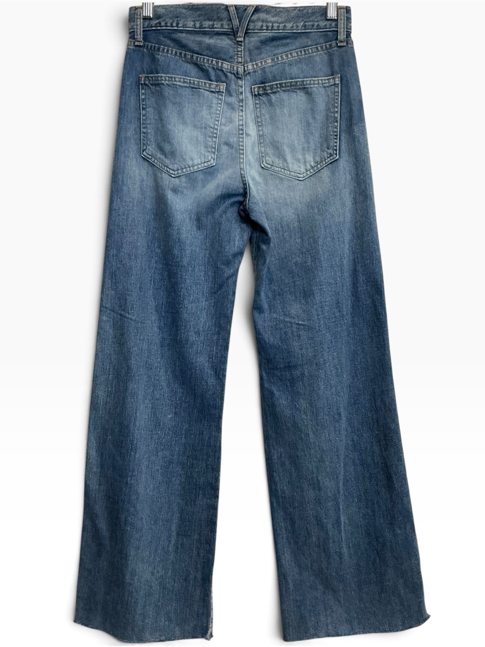 Veronica Beard Taylor High Rise Wide Leg Jeans Durango Raw Hem Blue Size 26 - Picture 3 of 6